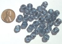 30 8mm Bumpy Speckled Crystal Blue Nuggets